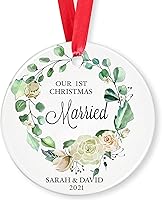 Vista 32 de Adorno personalizado para casados, adornos de Navidad, adorno de compromiso, adorno de boda, regalos de boda, regalos de boda, regalos