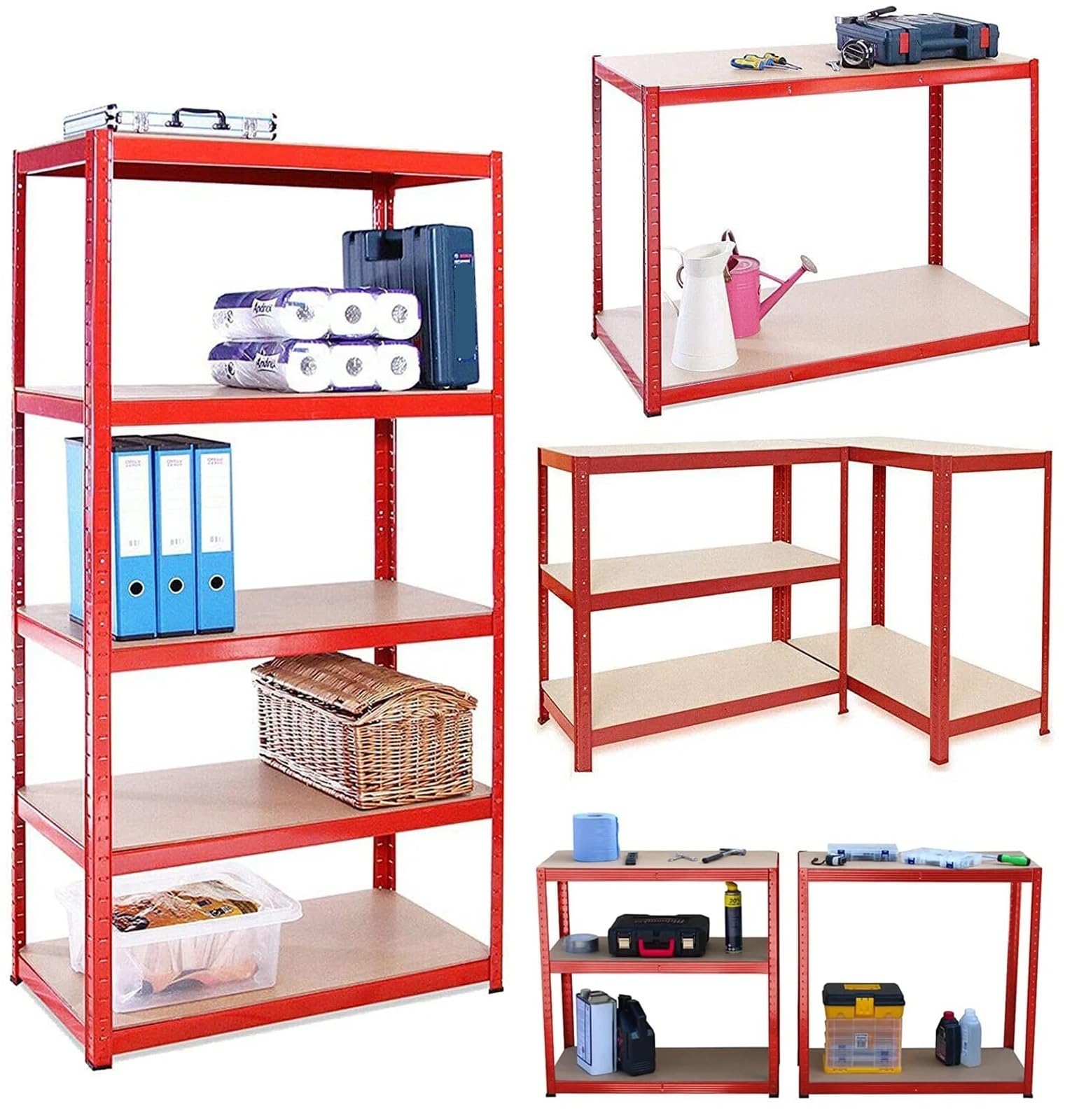 Scaffali in Metallo per Garage Scaffale for Garage Metel a 5 Livelli, scaffalature for carichi Pesanti for Ufficio, Officina, Magazzino, capacità 875 kg, 150x70x30 cm(Galvanized)