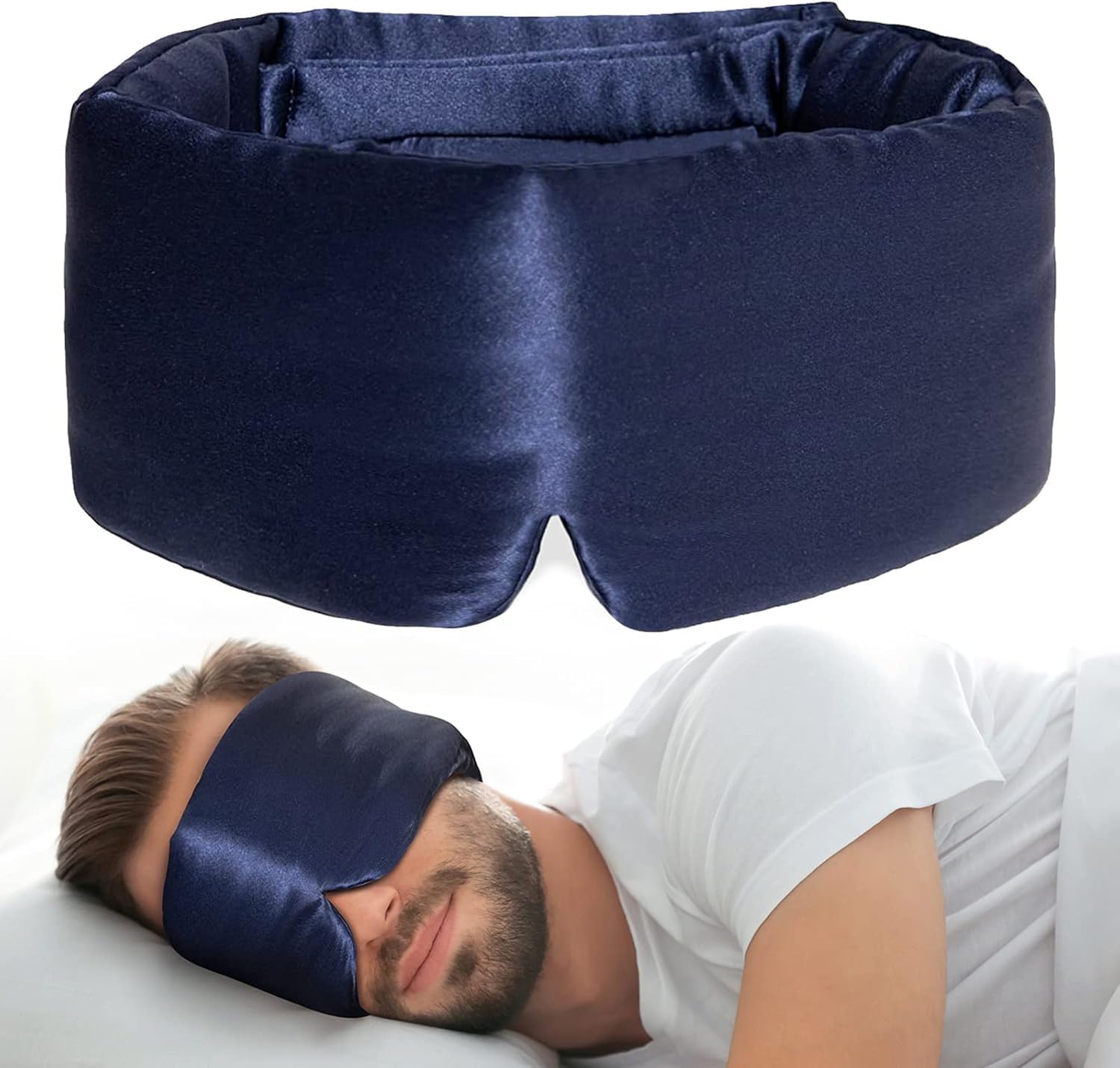 Silk Eye Mask For Sleeping Men Adjustable Super Soft Eye Mask For Comfortable Sleep Travelling Sleeping Mask Sleep Mask Pad Large-image-3