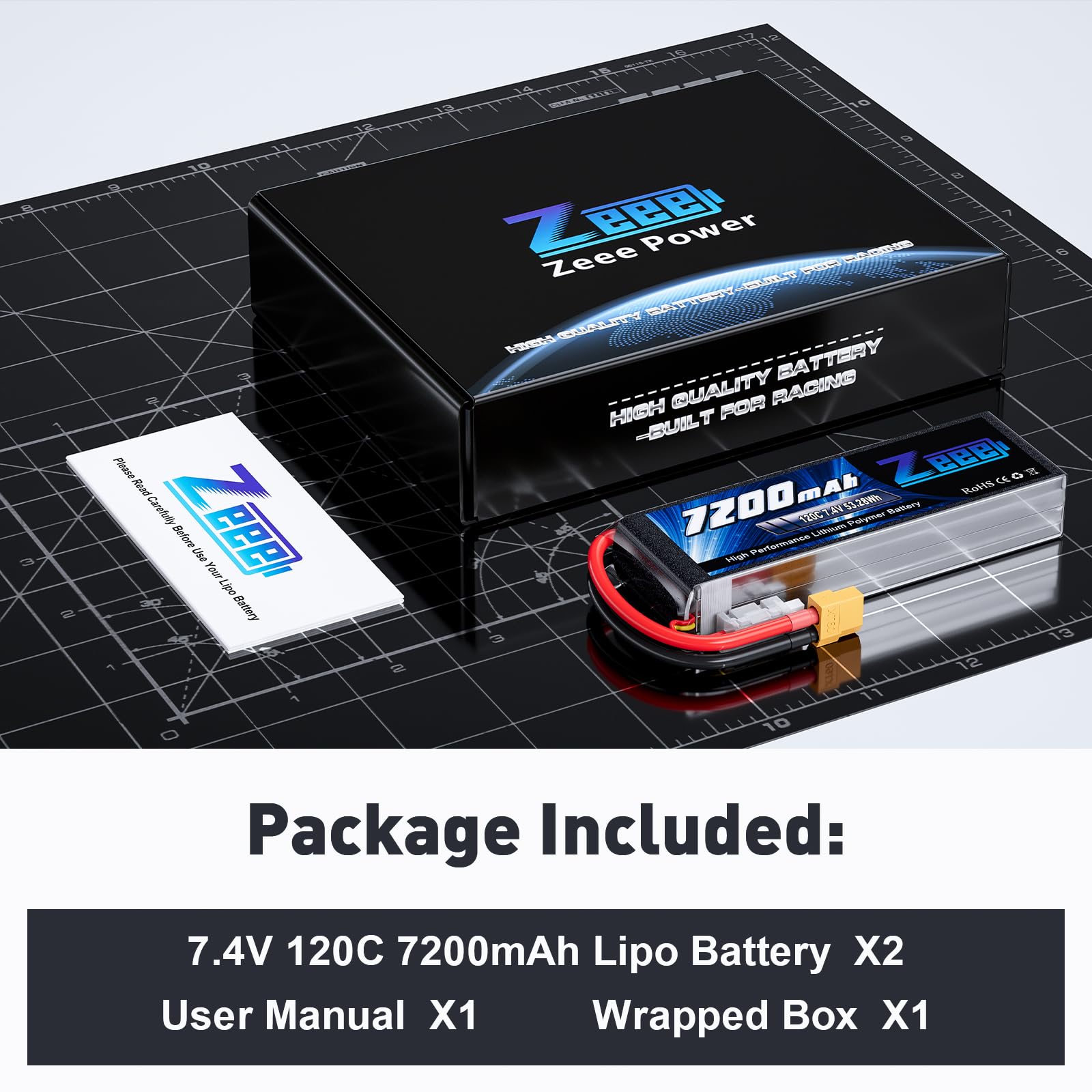 Zeee 2S Lipo 7200mAh 7,4V 120C Softpack-RC Akku mit XT60 stecker für RC-Autos, LKWs, RC-Fahrzeuge, Truggy, Buggy, Panzer, Hubschrauber, Flugzeug, Rennmodelle (2pcs)