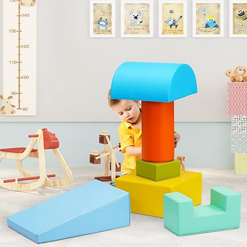 Miniatura 6 de Wesfital Juguetes de escalada para niños pequeños de 1 a 3 años, 6 piezas de actividades de escalada y gateo en interiores, bloque de espuma suave y