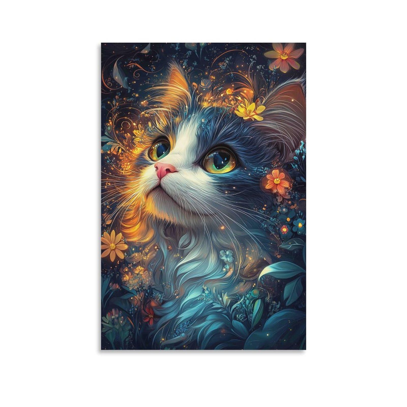 DHBANEIOK Fantasy Cat Art_1 Wall Decor Poster Canvas Prints Picture Modern Canvas Wall Art Picture Wall Hanging for Home Decorations 20x30inch(50x75cm)