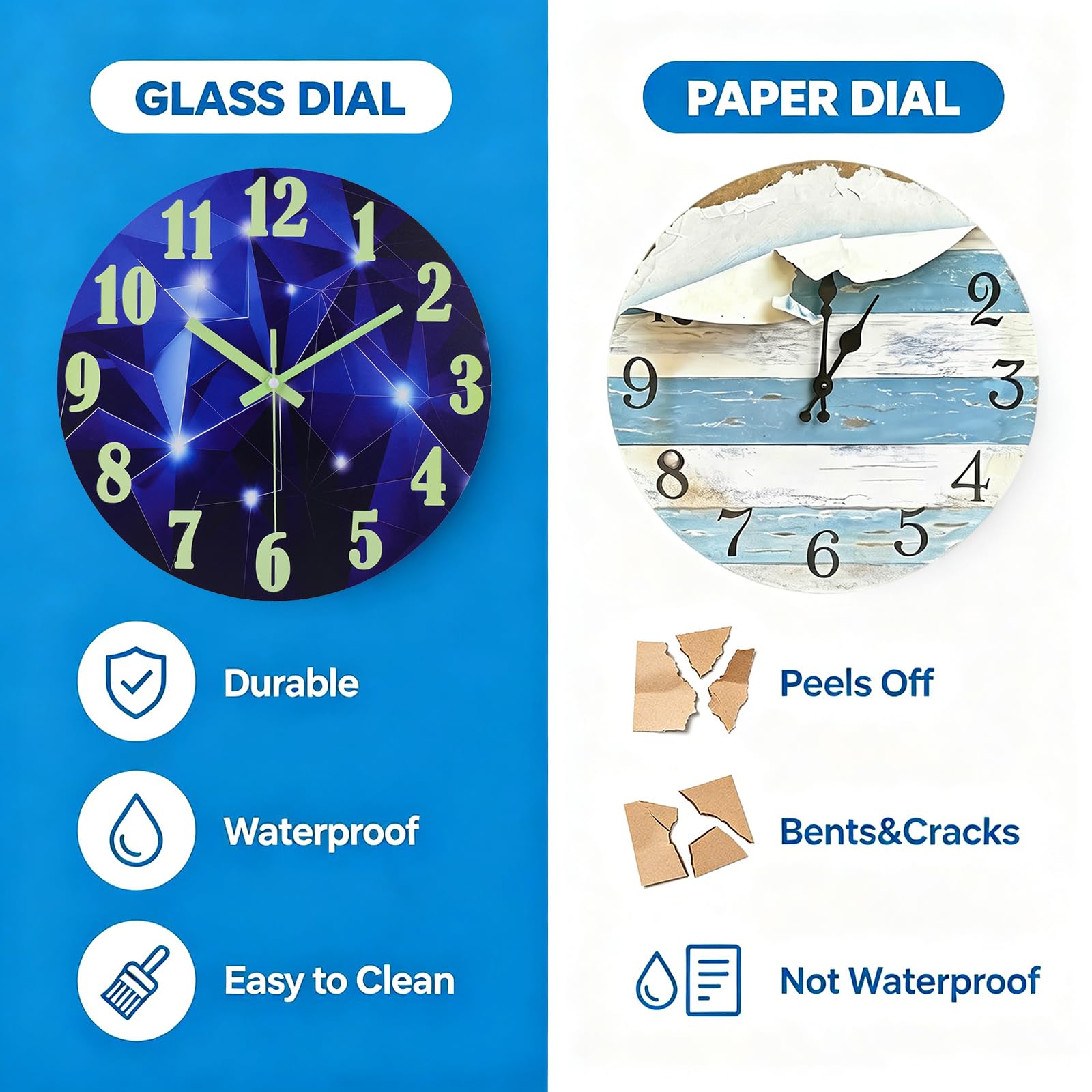jomparis Orologio da parete luminoso da esterno impermeabile da 30,5 cm con luce notturna galassia in vetro per piscina patio bagno