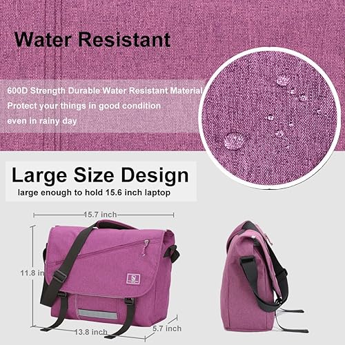 Miniatura 10 de OIWAS Bolsa de mensajero para mujeres y hombres, bolsa de 14 y 15.6 pulgadas para computadora portátil, maletín cruzado, bolsa de hombro para