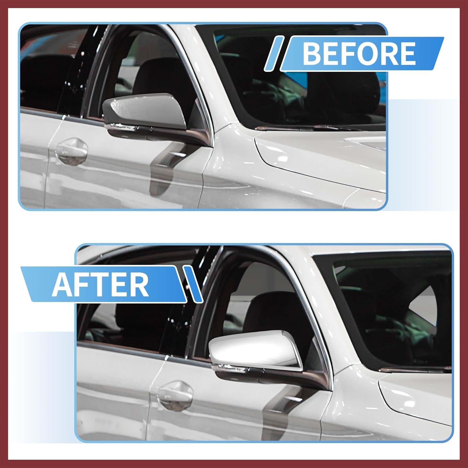 for Chevrolet Impala 2014-2020 Driver Passenger Side Mirror Covers Cap Overlay Rearview Mirror Guard Covers Silver Tone 1 Pair