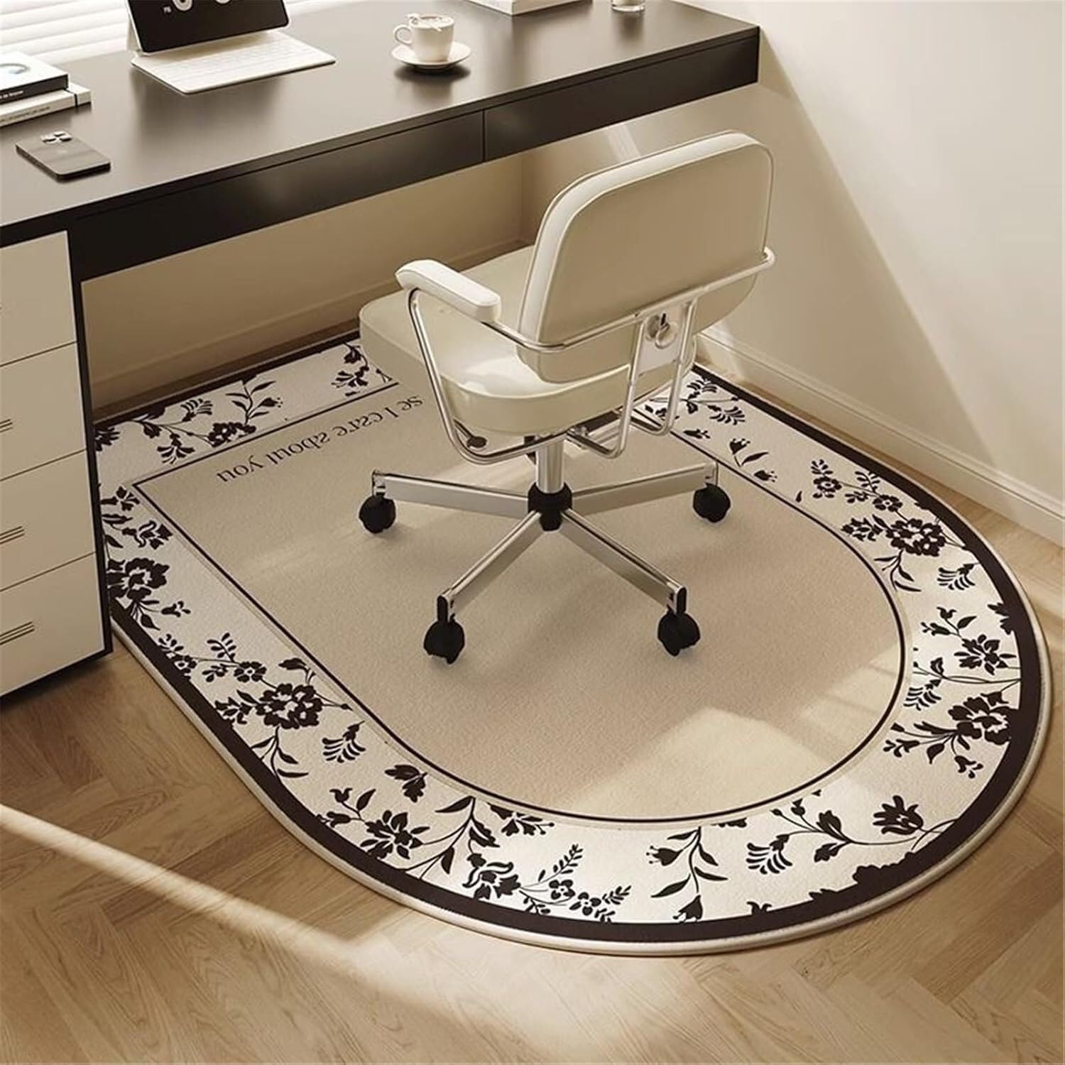 WaiDXn Multi-purpose Protective Mat For Hardwood Floors, Suitable For Computer Office Chairs With Castors(Flowers,100x120cm)