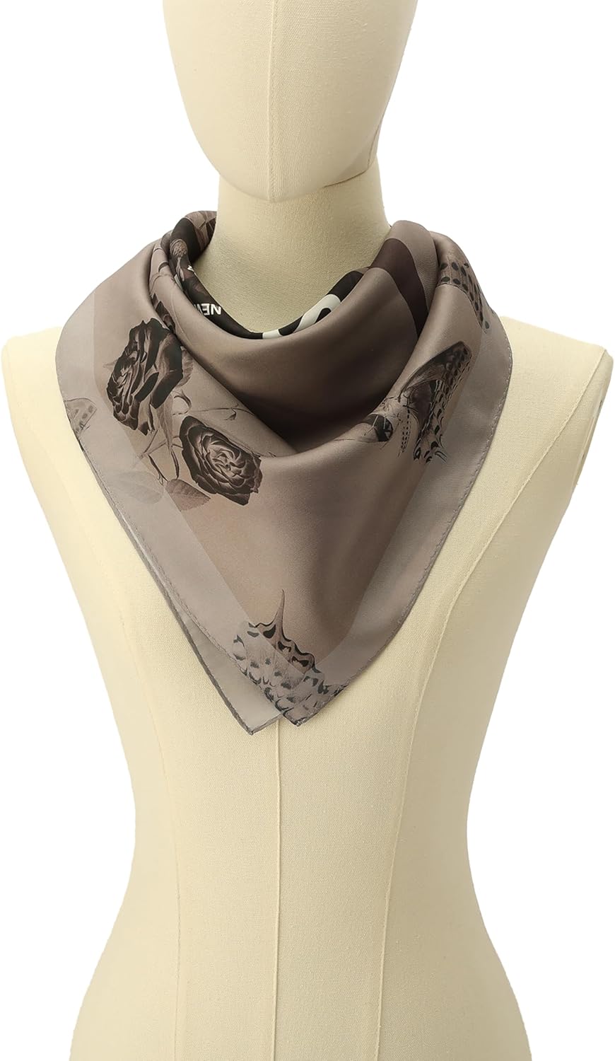 AllSaints Women's Agatha Fawn Brown Square Scarf, 100% Silk Accessory, Lightweight Fabric - Image 2
