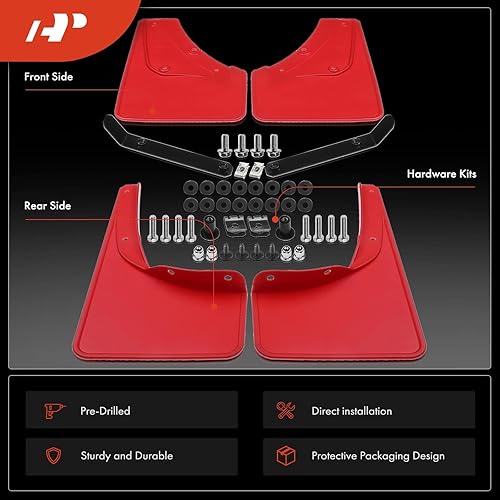 Miniatura 3 de A-Premium Juego de 4 unidades de guardabarros con accesorios compatibles con Suzuki Jimny, 2019-2020, 2019 2020, color rojo, delantero izquierdo
