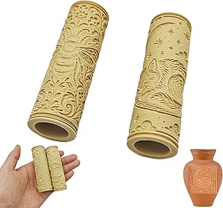 Roller für Ton Prägestempel Ton Roller Muster Tonstempel Töpferwerkzeug Tontexturwalzen Töpfern Keramik Ton Diy Teigroller Muster Clay Textur-Rollen-Set für Töpfern gemustertem Rollstift (A)