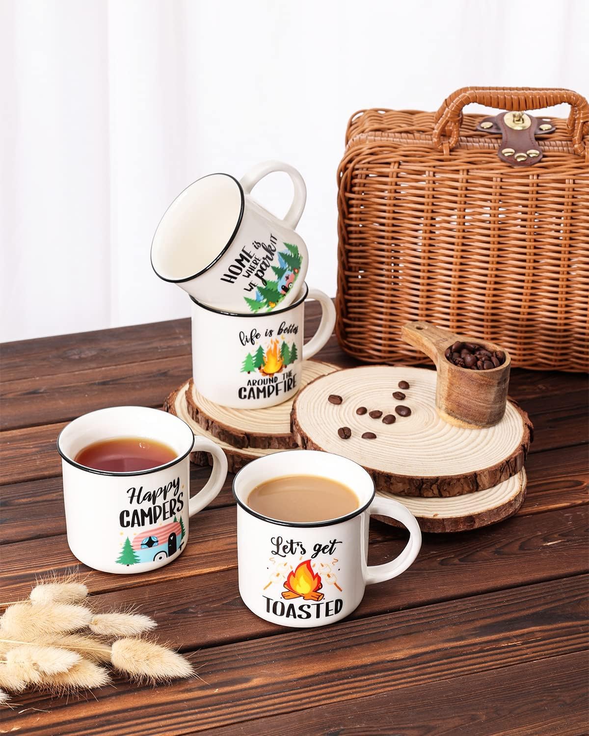 10 Stück Sublimationsdruck, blanko, weiße Emaille-Tasse, 340 ml, silberfarbener Rand, Camping, Reisen, Kaffeetasse, Metallbecher, DIY-Thermotransferdruck, Geschenk für Weihnachten, Erntedankfest