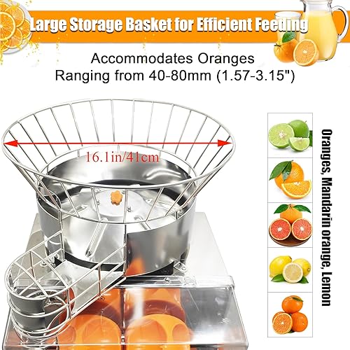 Miniatura 3 de Exprimidor de naranja comercial, máquina extractora automática de jugo de limón naranja 110 V 120 W, máquina exprimidora vertical de cítricos y