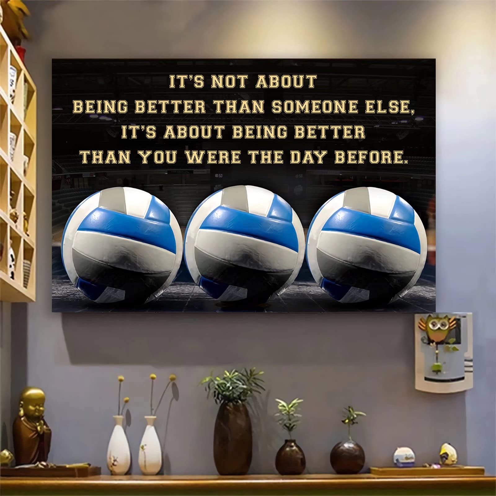 Kwqdozf As Pic Sport Poster Metal Sign It'sabout Being Better Than Someone Else Volleyball