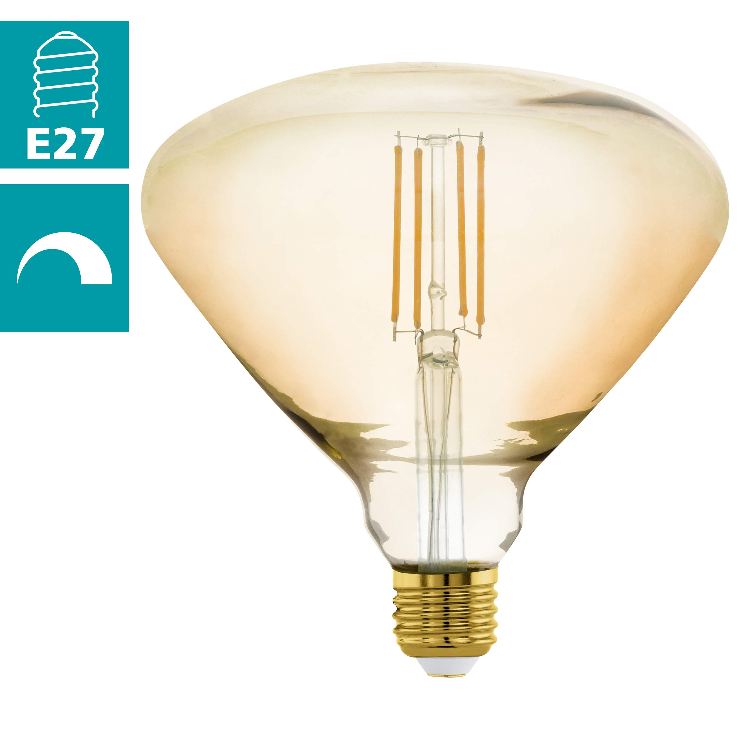 Eglo Dimmable E27 Filament LED Light Bulb Mid Size, Big Amber Vintage Edison lamp, 4.5 watt (Equivalent to 40 watt) - Image 2