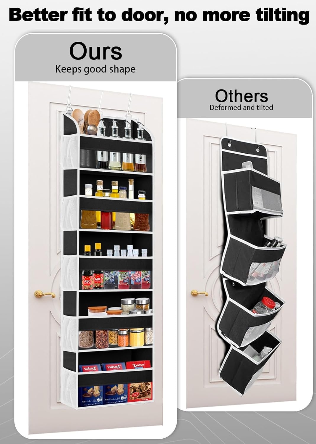 2 Pack Over The Door Storage Organizer with 5 Pockets 10 Mesh Side Pockets, 44 lbs Weight Capacity Door Hanging Organizers and Storage for Bedroom,Bathroom,Nursery,Pantry,Dorm(Dark Gray)