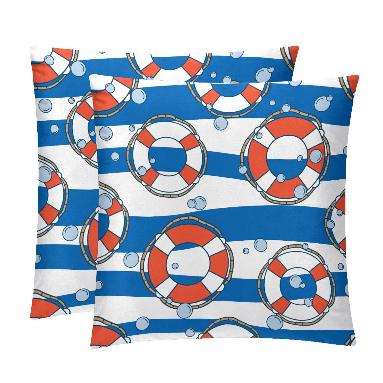 TDGKPZ Sailing Lifebuoy Throw Pillow Covers 2 Pack Pillowcases Soft Cozy Pillow Cases For Couch Bed Sofa 45x45cm