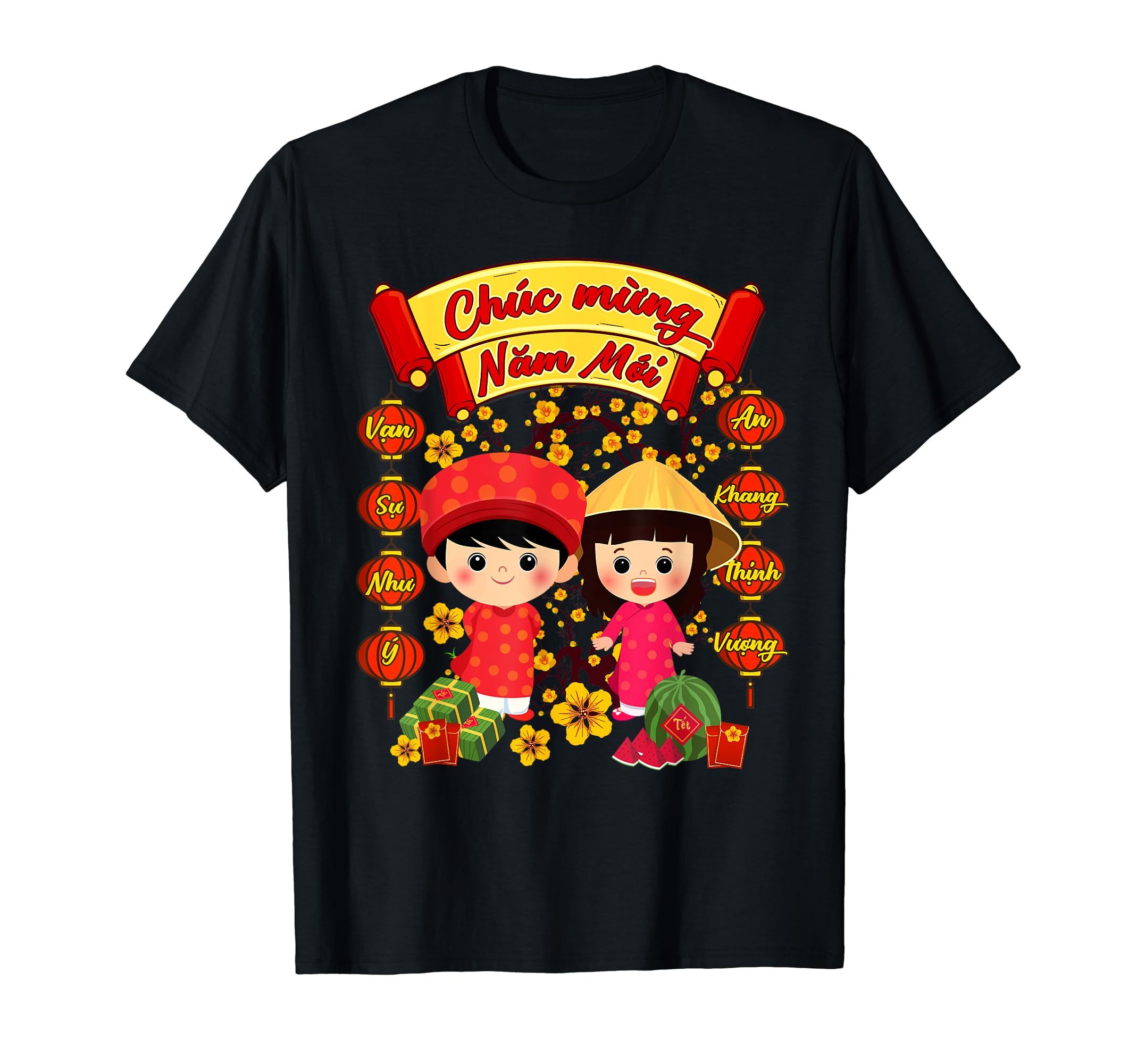 Vietnamese Tet Traditional Lunar New Year ApparelLi Xi Me Please Chuc Mung Nam Moi Vietnamese Boy Girl Ao Dai T-Shirt