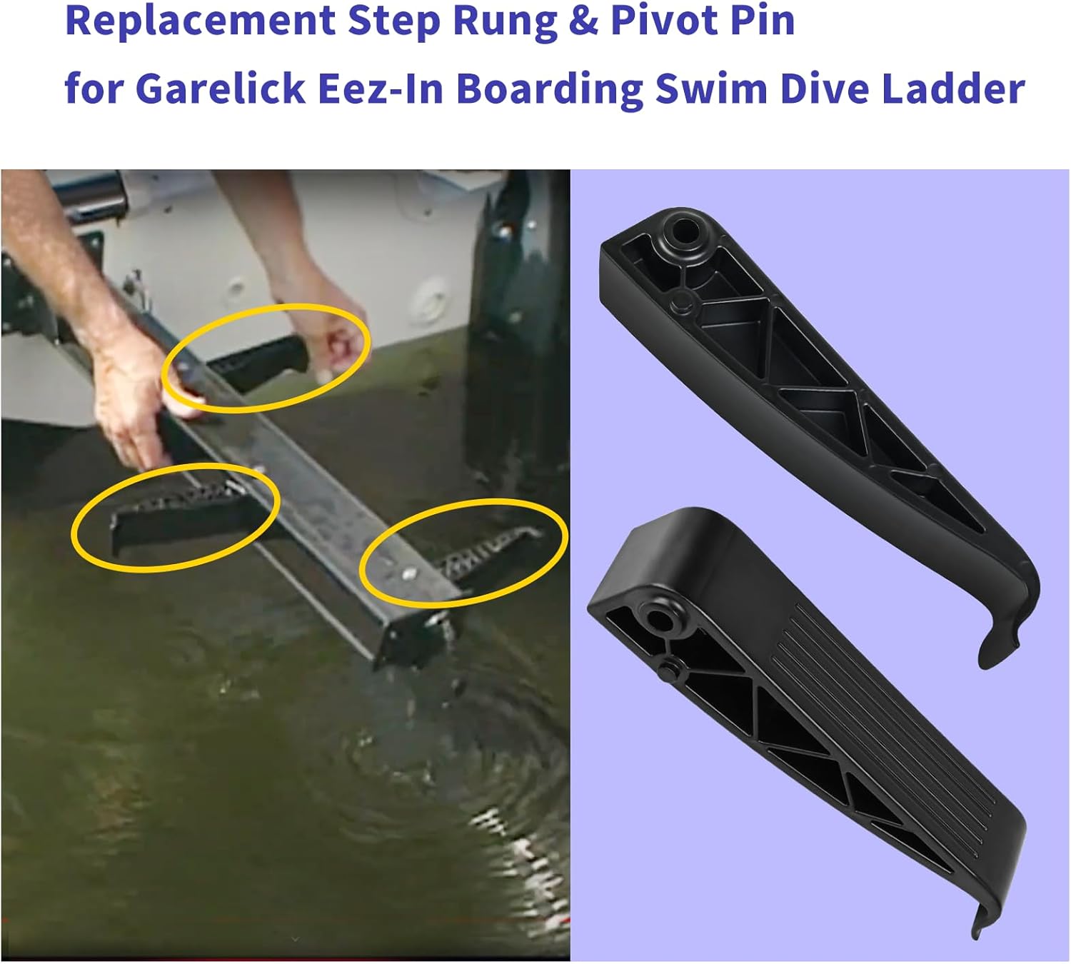 Replacement Step Rung & Pivot Pin for Garelick EEZ-in Boarding Swim Dive Ladder （Material: zinc Alloy）