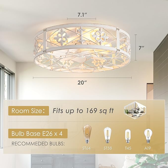 Ventilador de Techo 20 Pulgadas con Luz y Control Remoto 24V miniatura 2