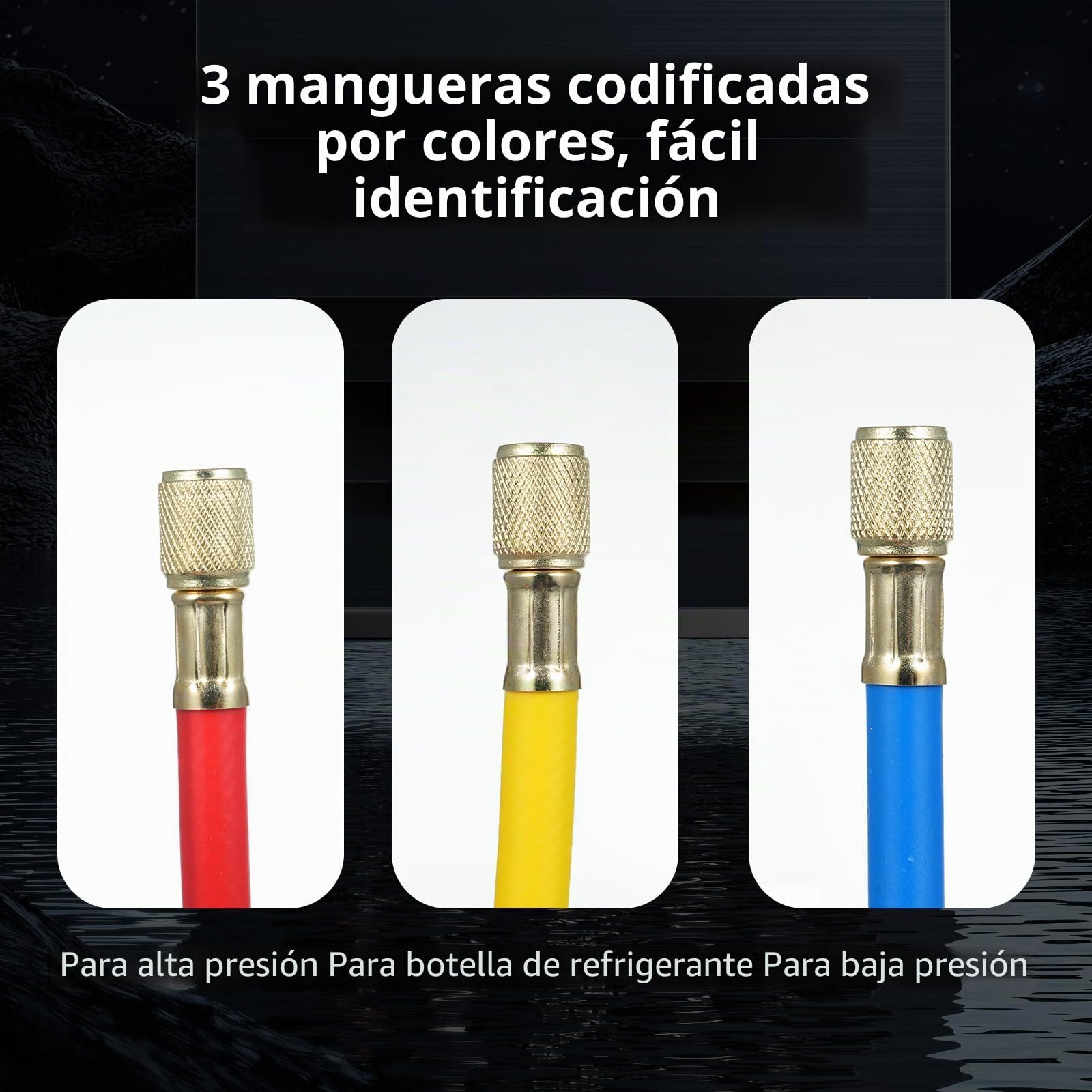 Shkalacar - Manómetro AC para R134a, R32, R22, R410A - Conjunto de colector 3 vías con adaptador
