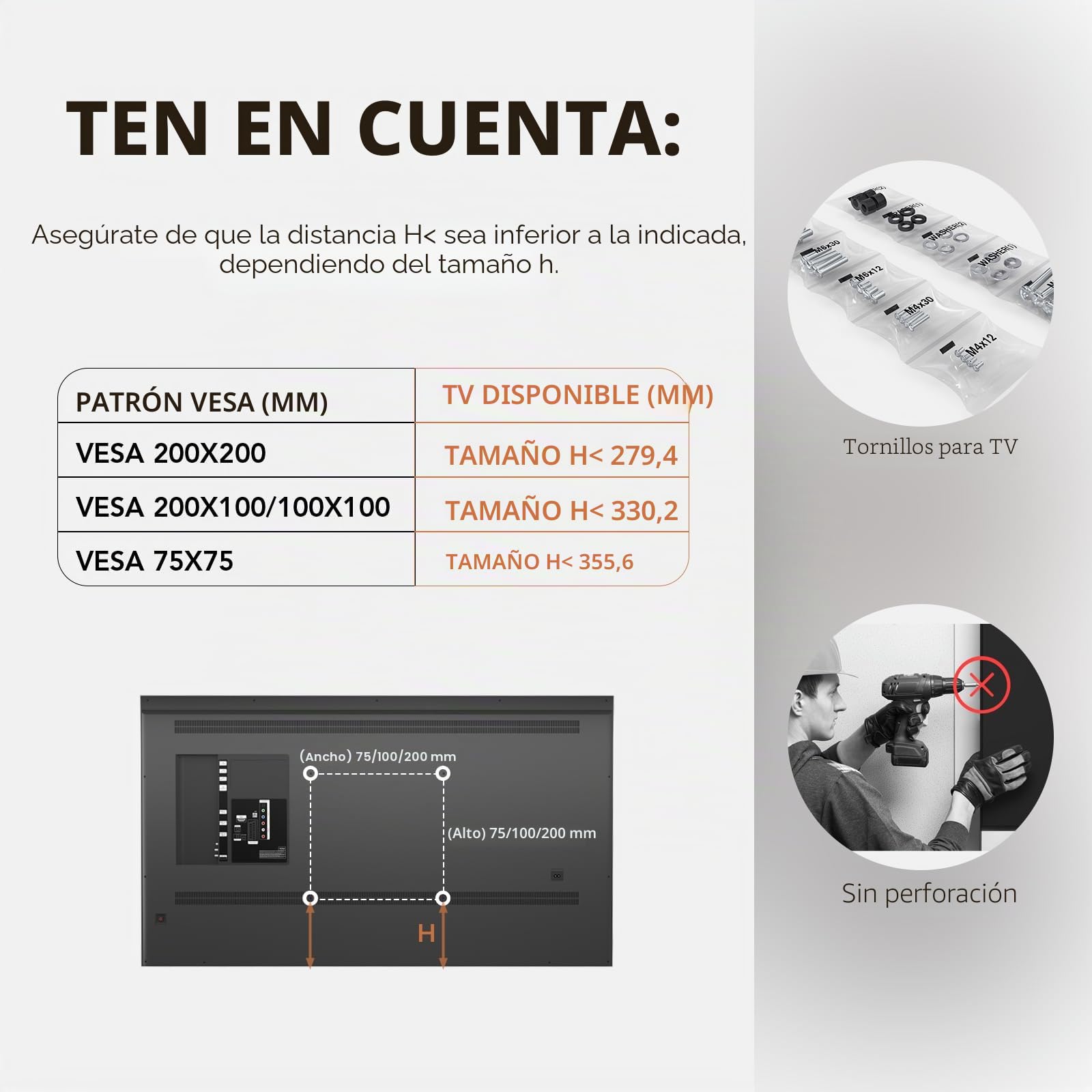 Soporte de TV Universal Giratorio/Soporte de Mesa para televisores de 19 a 43 Pulgadas, Giratorio de 90 Grados, Regulable en Altura sobre 4 Niveles, Base de Cristal Templado Muy Resistente