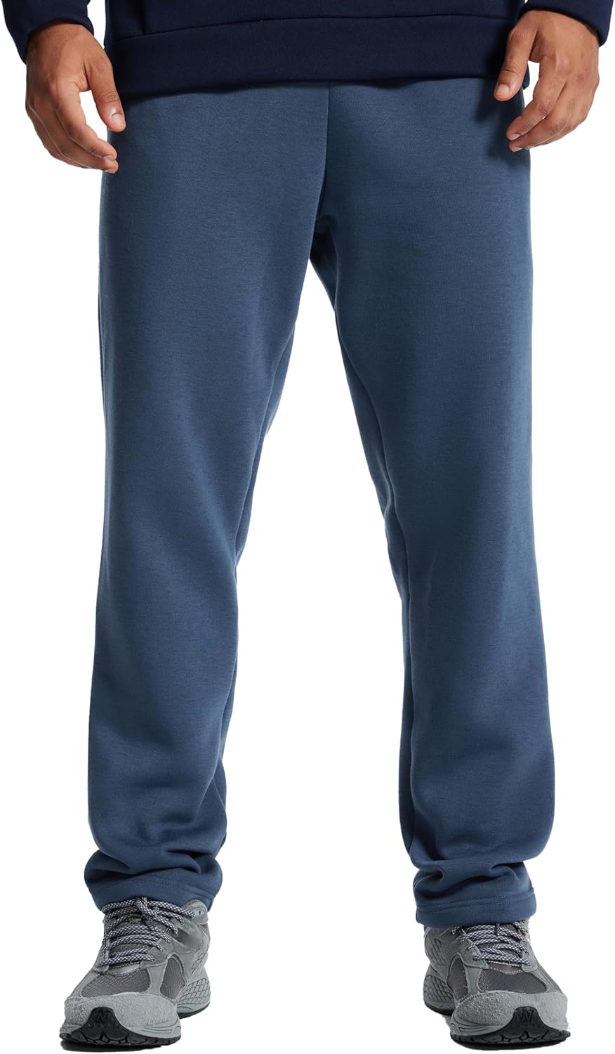 Men's Sweatpants Lounge Cotton Casual Sweat Pants Straight Leg Open Bottom Joggers with Pockets