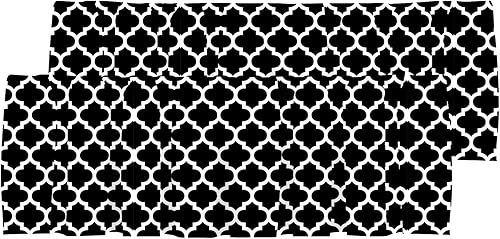 Cenefa de cortina corta opaca con patrón geométrico marroquí y bolsillo para barra, para decoración de cocina, dormitorio, 52 x 18 pulgadas, blanco