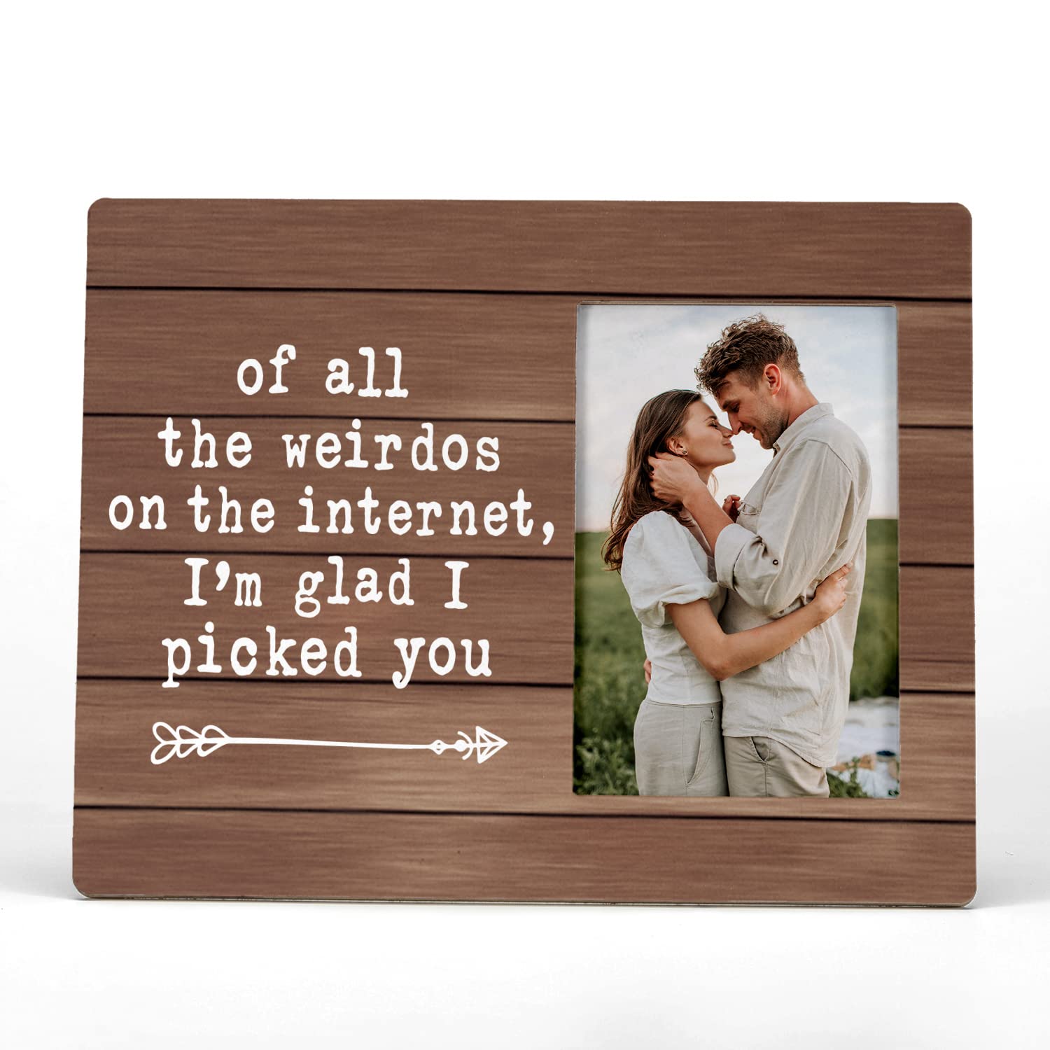 FONDCANYON Of All The Weirdos On The Internet i'm Glad i Picked You Couples Picture Photo Frame, Romantic Couple Birthday Valentine Gifts For Couple
