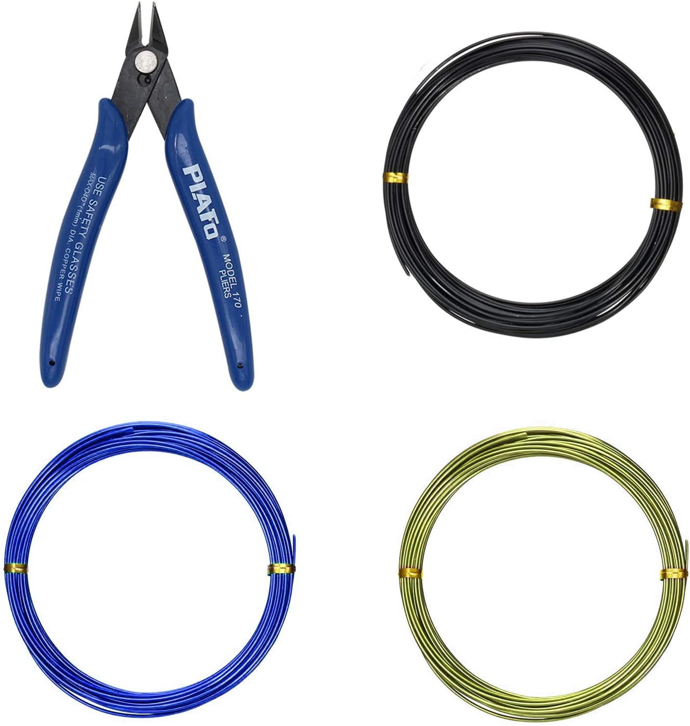 Yzwuyou 3 Rollos de Alambre de Aluminio Bonsai,Alambre de Aluminio Blando en Forma de árbol de 5 m,Bonsai anticorrosivo con alicates de Corte, para Jardines, huertos Familiares(1/1.5/2.0mm)