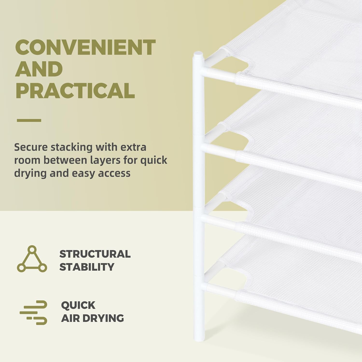 Sweater Drying Rack, 4-Layer Stackable Flat Clothes Drying Rack, Laundry Drying Rack, Mesh Air Flat Dryer, Portable Dry Rack for Indoor & Outdoor