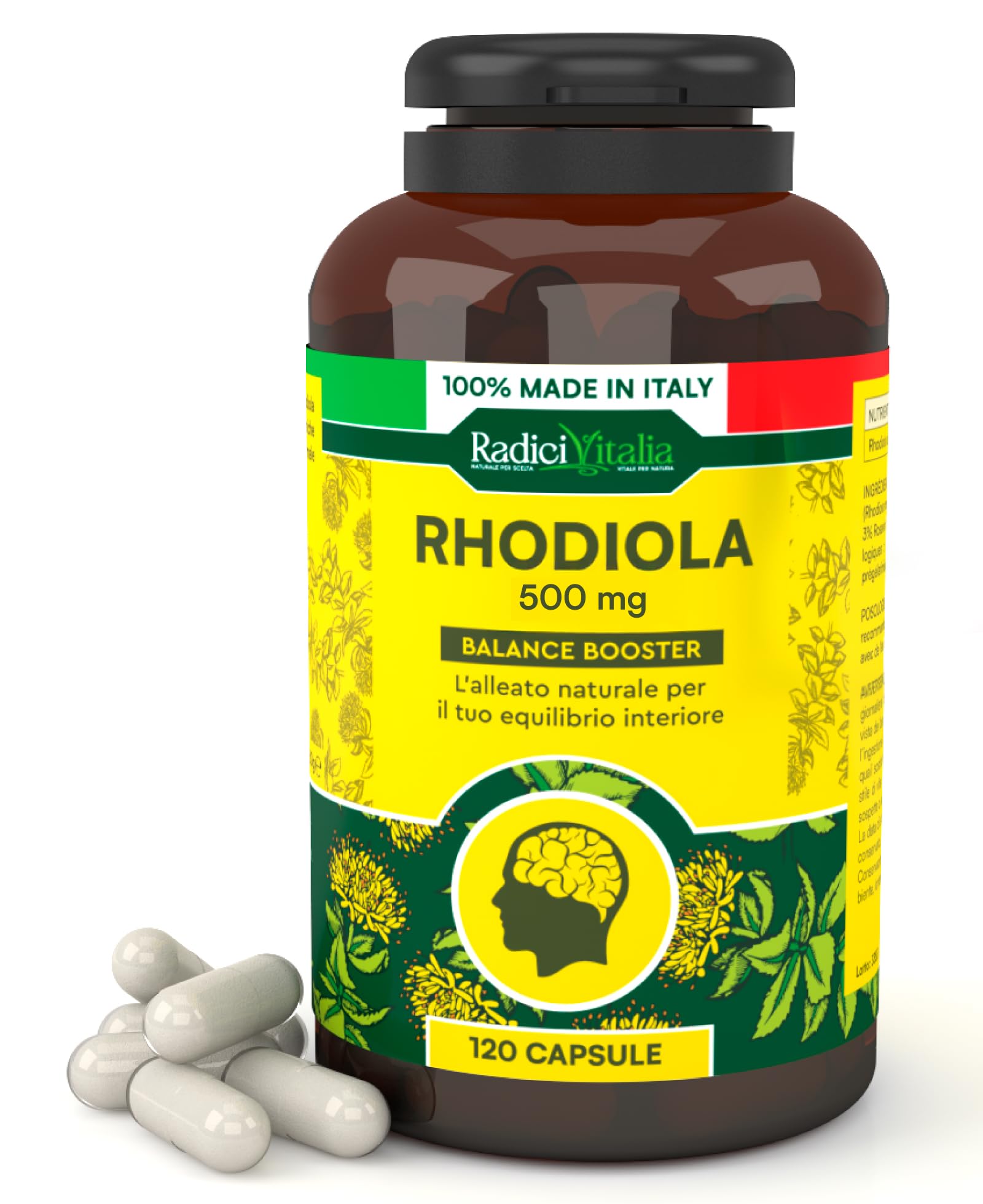 Rhodiola Rosea Integratore Buon Umore 500mg Contro Stress Made in Italy