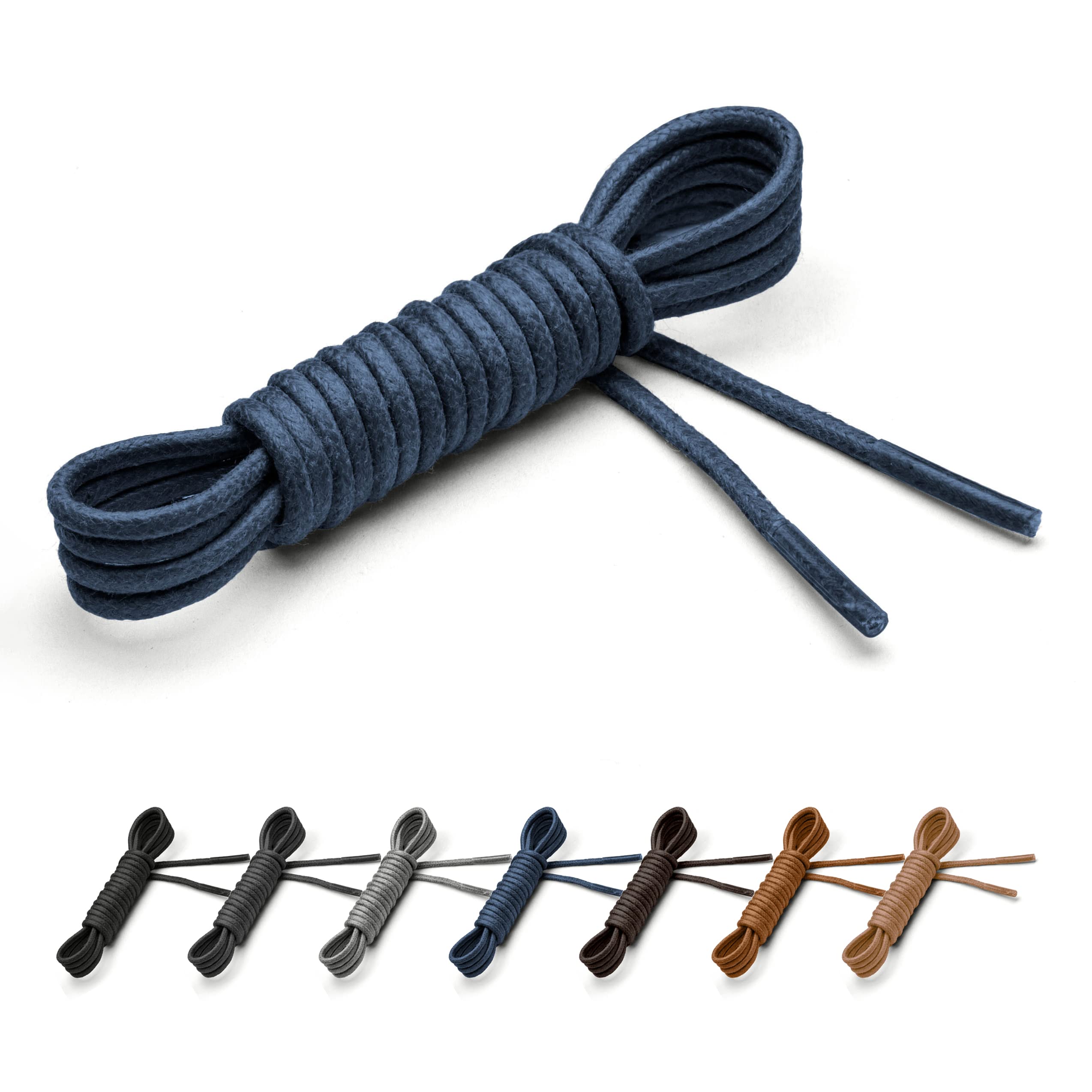 Benchmark BasicsDress Shoe Laces - 1/16" (1.5mm) Round Waxed Cotton Shoelaces - Choice of Color & Length - 30", 33" or 36"