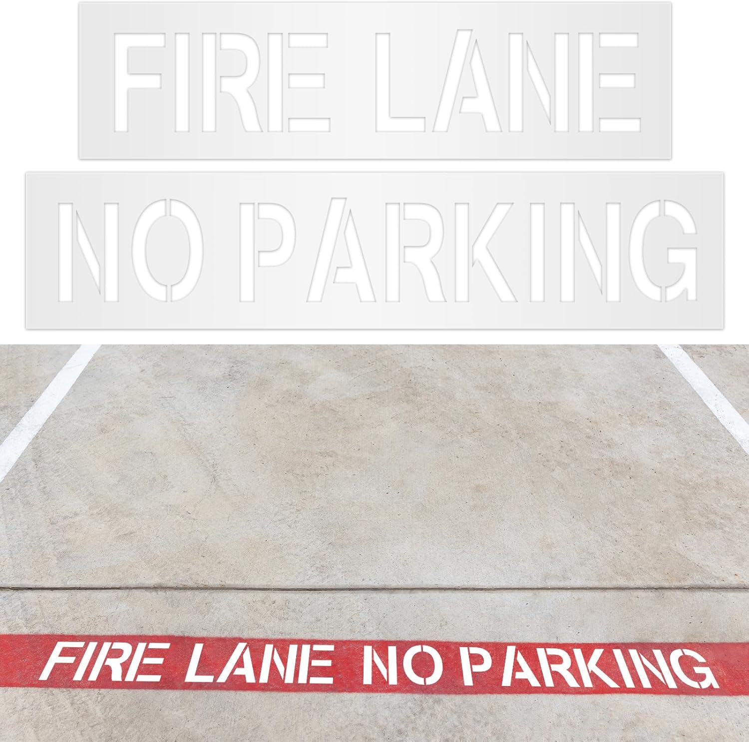 Tenceur 2 Pcs Reusable No Parking Stencil 4 Inch Fire Lane Stencil