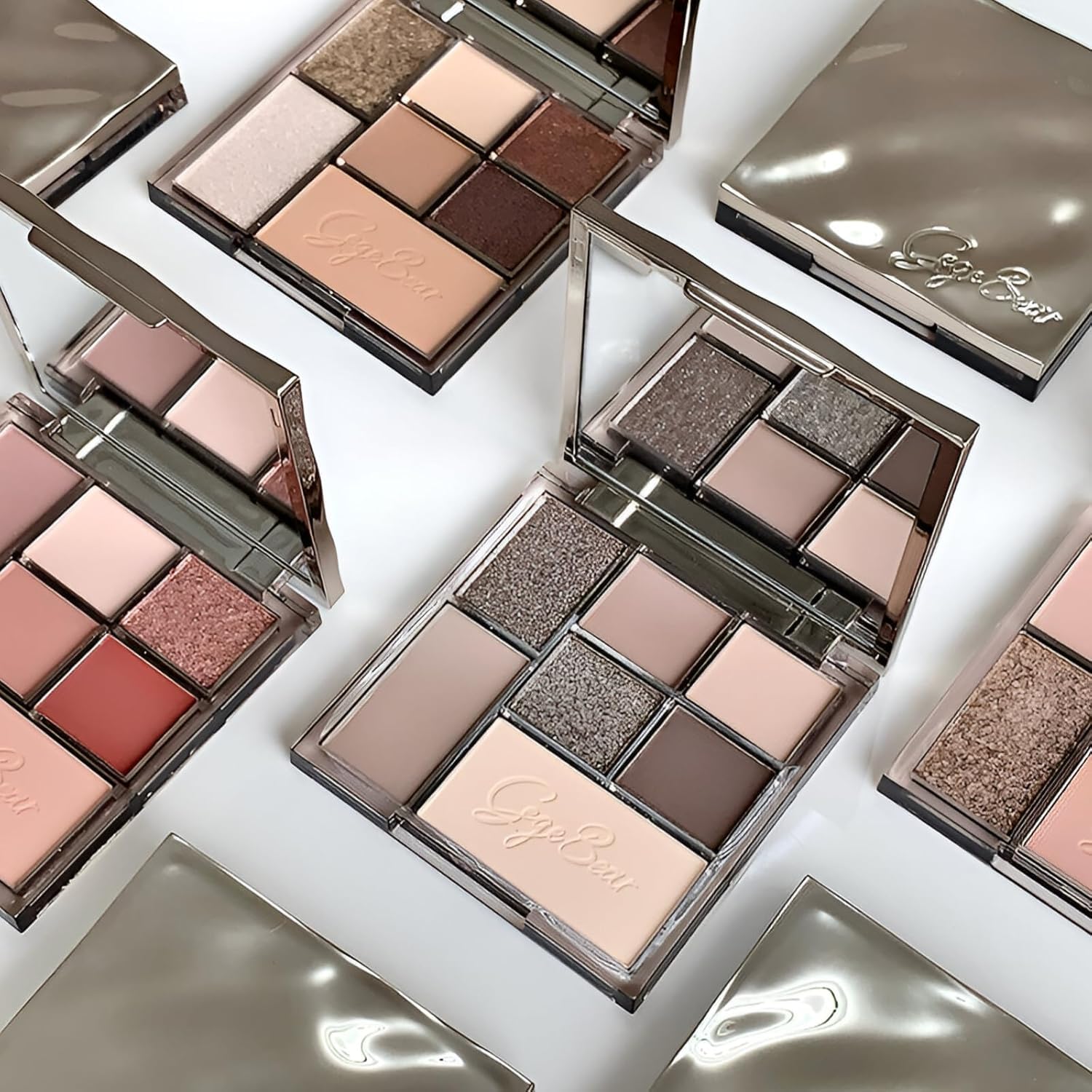 Gege Bear Kawaii Eyeshadow Palette Collection | High-Pigmented Silky-Smooth Application | Long-Lasting Color Lock Technology | Buildable Neutral Tones for Glam Look | Peach Brown Gold Nude Spectrum | High-Impact Shimmer & Buttery Matte Finishes (02#Palette, 1.4gX4+2g+2.5+4g)-image-46