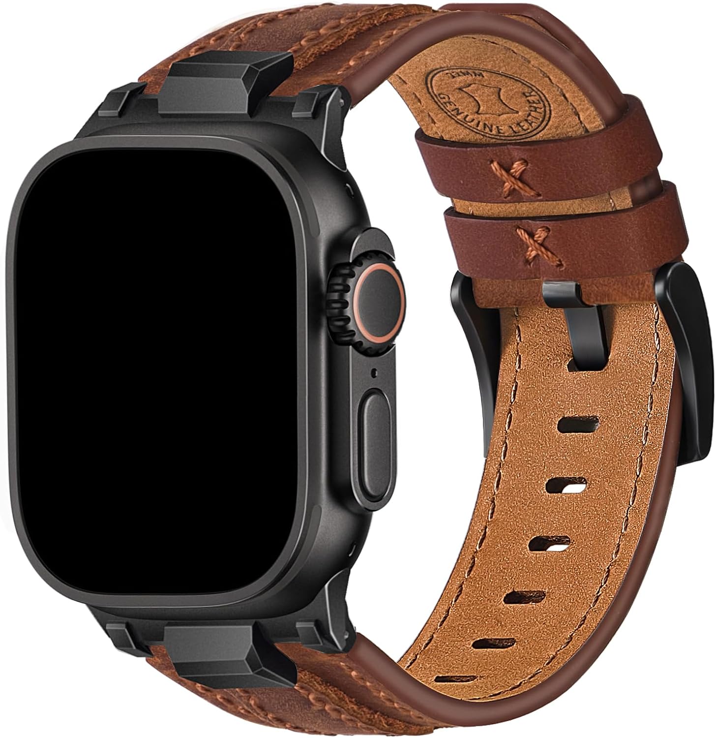 Wristitani Leather Bands Compatible with Apple Watch Band 49mm 46mm 45mm 44mm 42mm for Men, Metal Connector & Genuine Leather Replacement Straps for iWatch Ultra3/2/1 SE3/2/1 Series 11 10 9 8 7 6 5 4