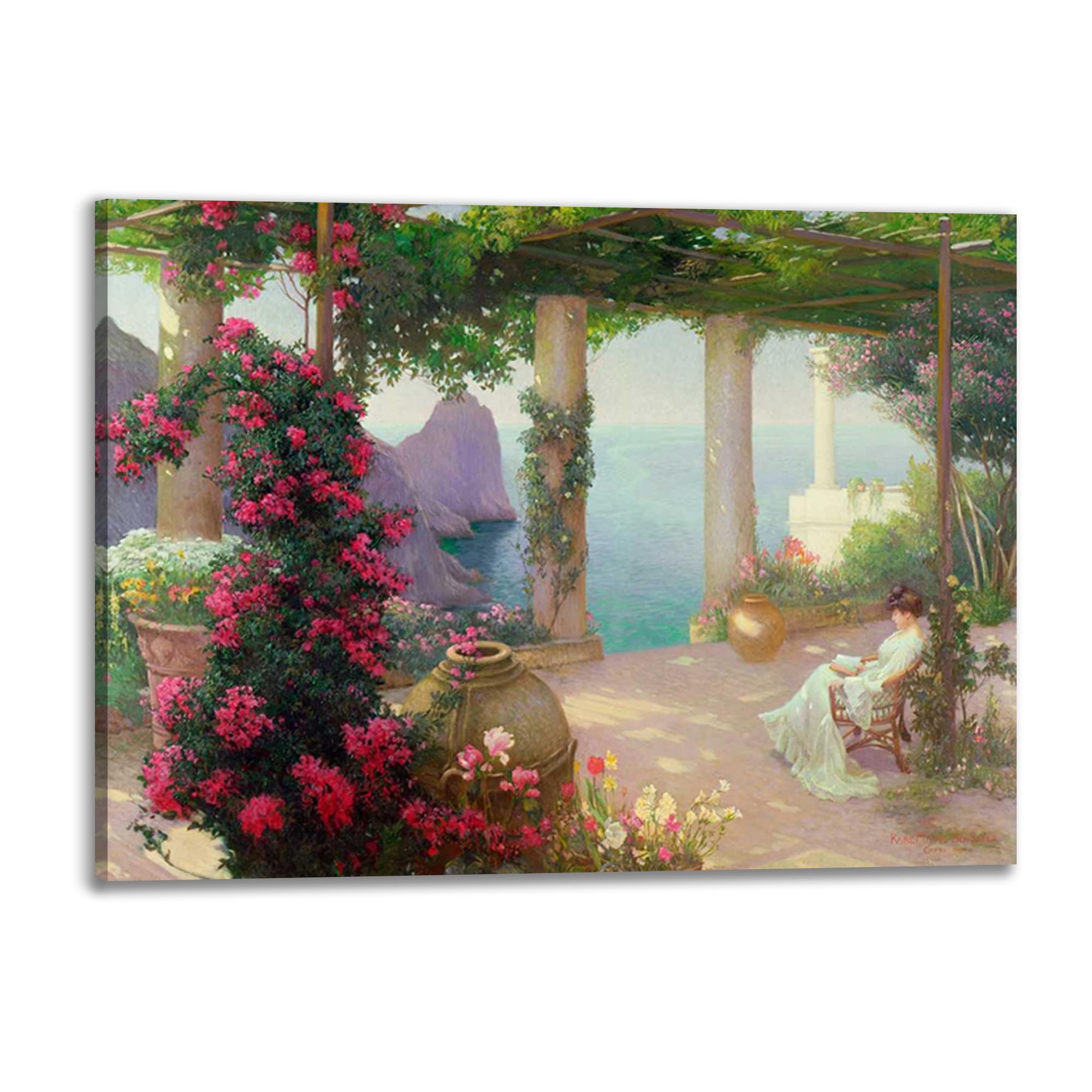 DìMò ART Stretched Canvas Prints (Ready to Hang) Karl Maria Schuster The Terrace, Capri size 40x30 CM (15,75x11,81 inches) — image 1