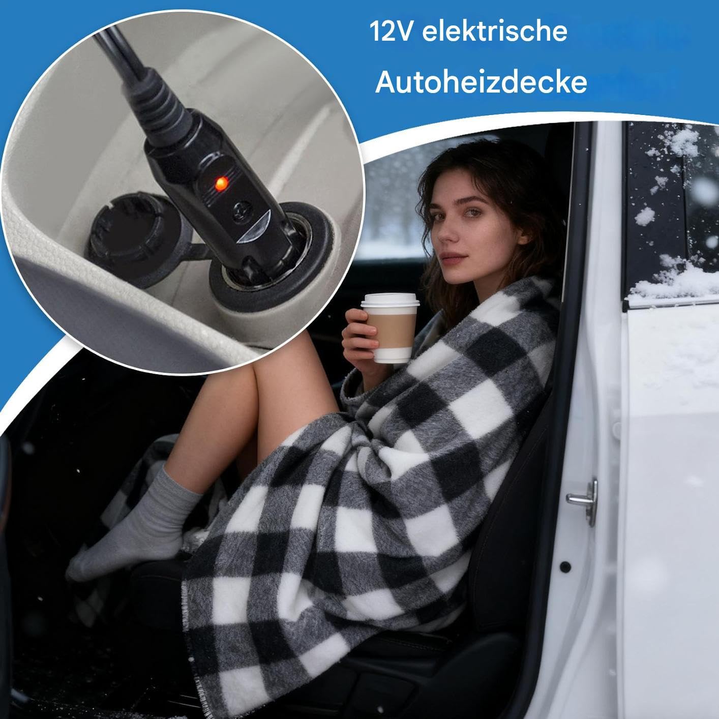 Coperta Riscaldante Per Auto Biancheria Da Morbida E Portatile Per Inverno | 12V Coperta Elettrica Riscaldante Per Auto Per Adulti Anziani Campeggio Pendolarismo Uscite Familiari