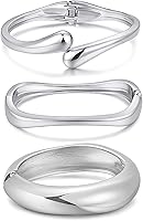 iFYOU Chunky 14K Gold Plated Bangle Bracelets for Women - Dainty Stackable Big Bangles Set, Trendy Statement Cuff Jewelry