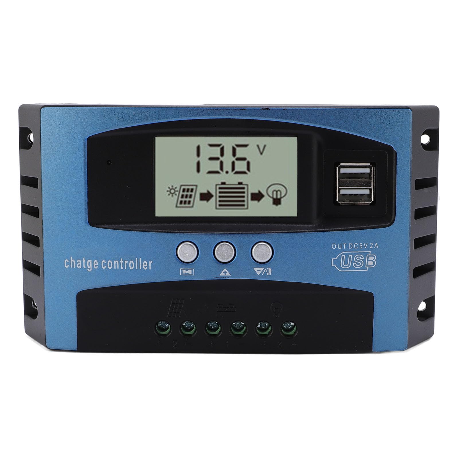 Domary Regolatore di Carica Solare MPPT 12V/24V con Doppia USB (60A)