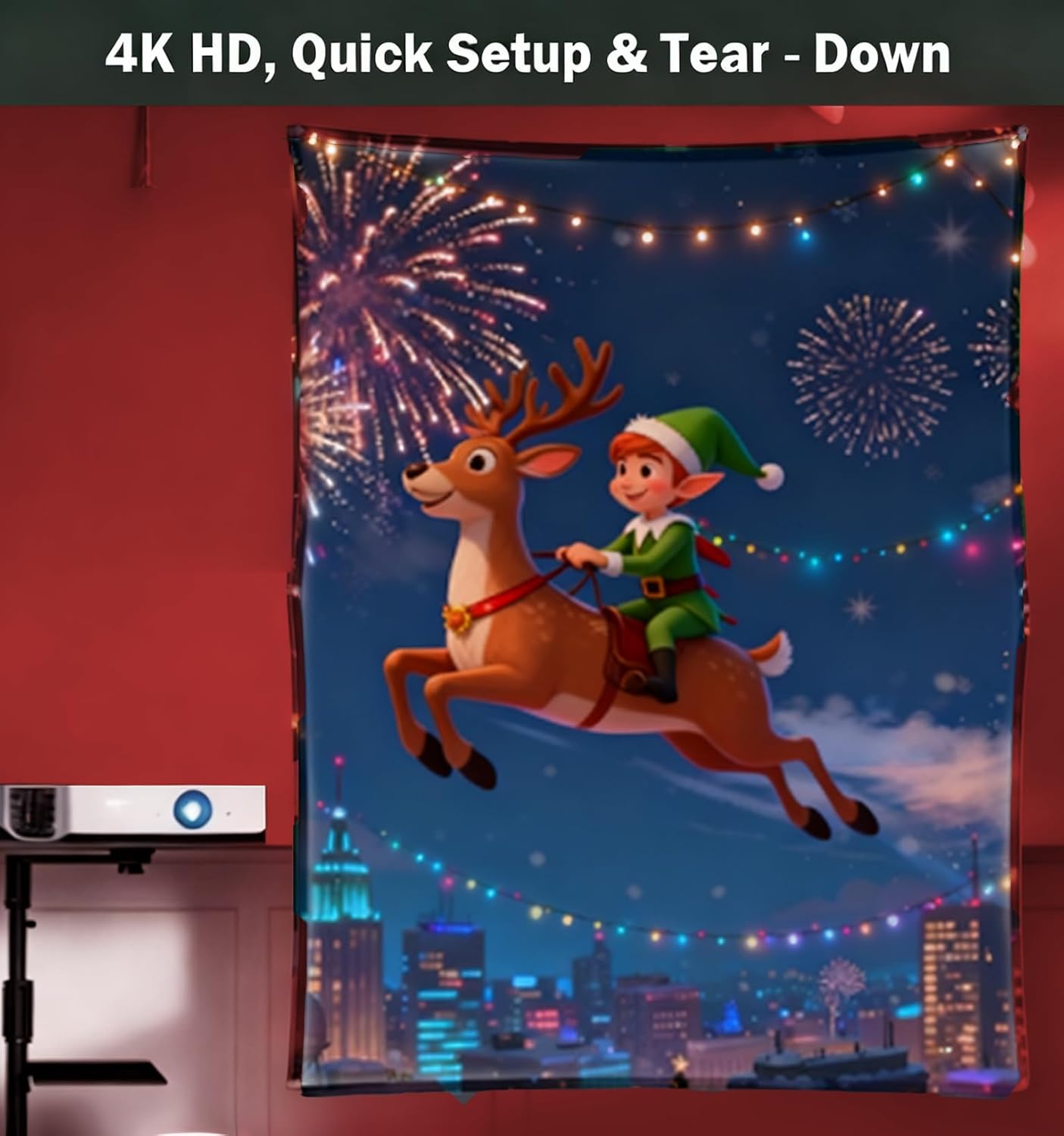 Holographic Rear Projection Screen: Foldable and Portable Anti Crease Indoor Projection Screen for Projecting Halloween Videos and Film Night (120Inch)