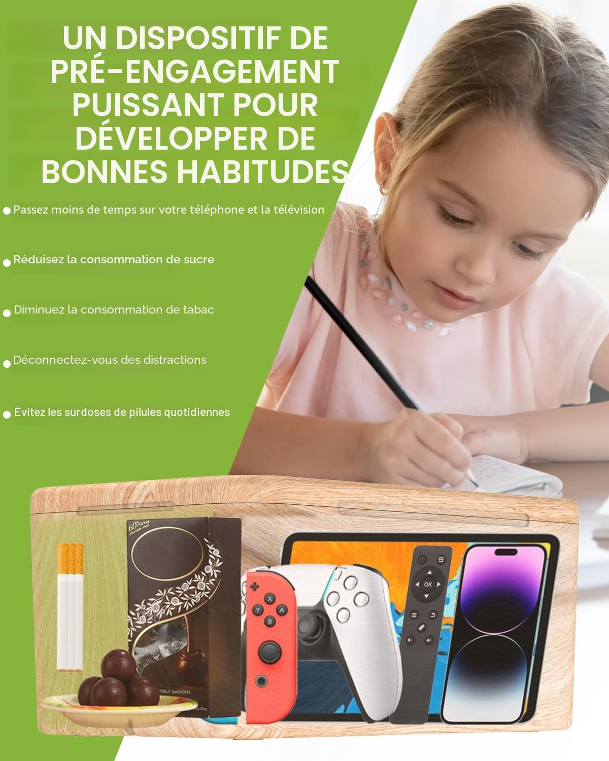iDiskk Coffre-fort sécurisé avec minuterie, boîte de verrouillage de téléphone avec minuterie, retirer la prise des téléphones, jeux vidéo, coffre-fort téléphonique, fermetures temporelles, boîte de