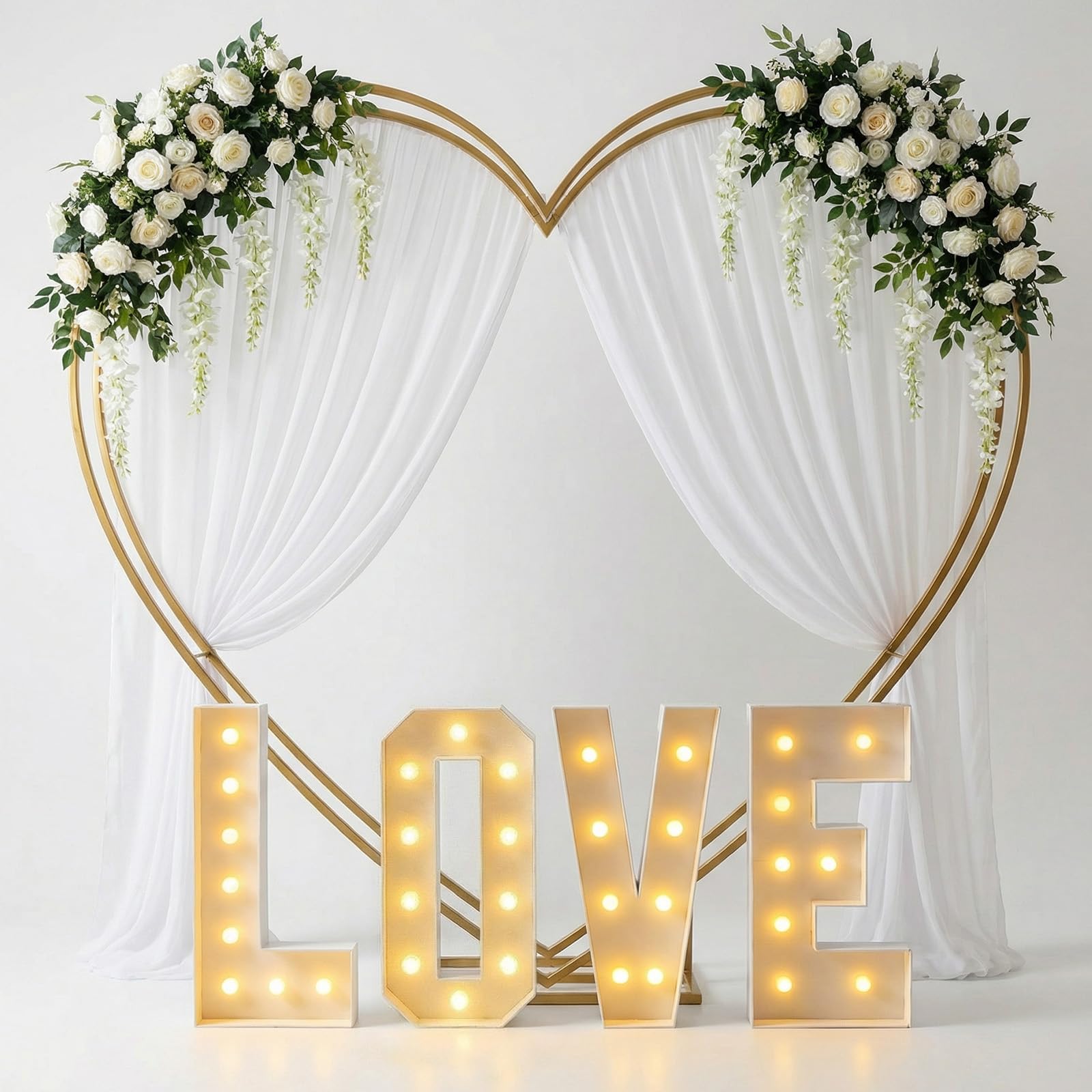 Yunsailing Letras iluminadas de carpa de amor de 3 pies, luces LED, letrero de amor, letrero decorativo de números grandes, marco precortado para el día de San Valentín, boda, cumpleaños, compromiso