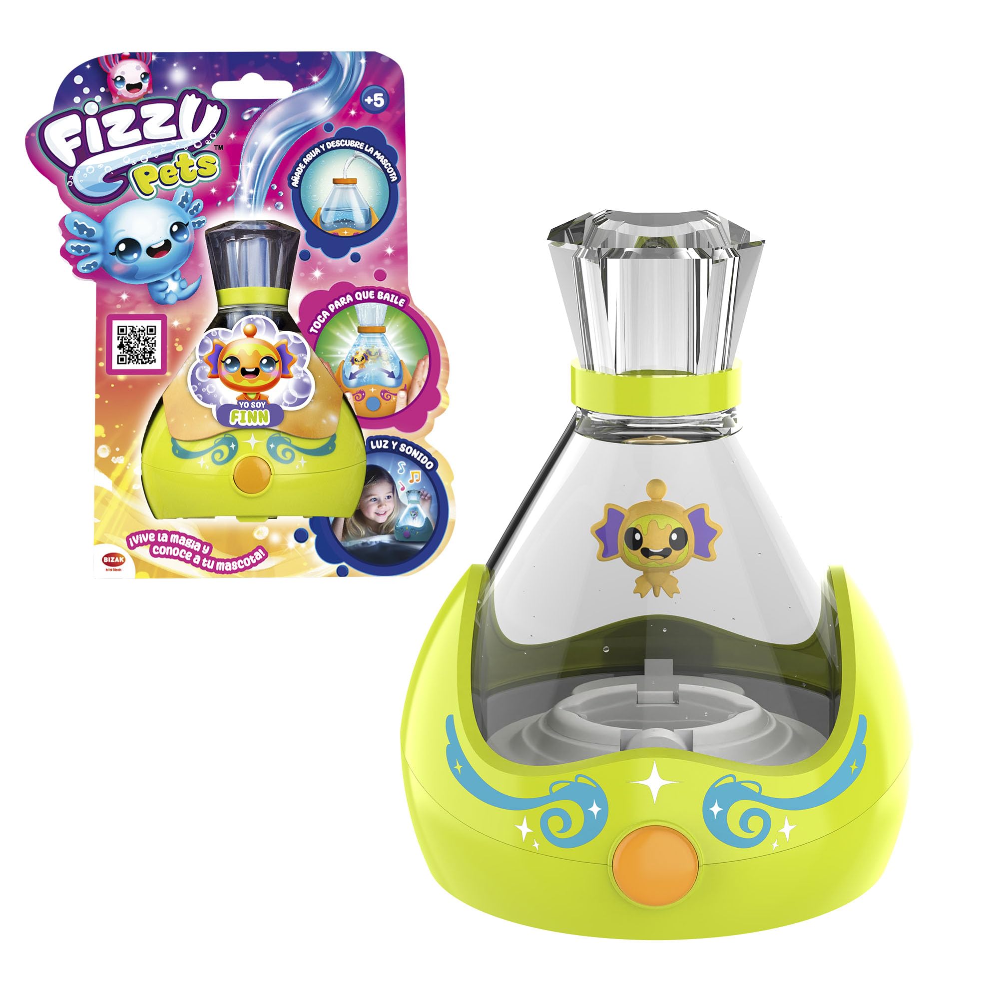Bizak Fizzy Pets Finn, Magic Surprise, Music and Dance to Interact, Color Changing, +5 Years, (62009097-2)