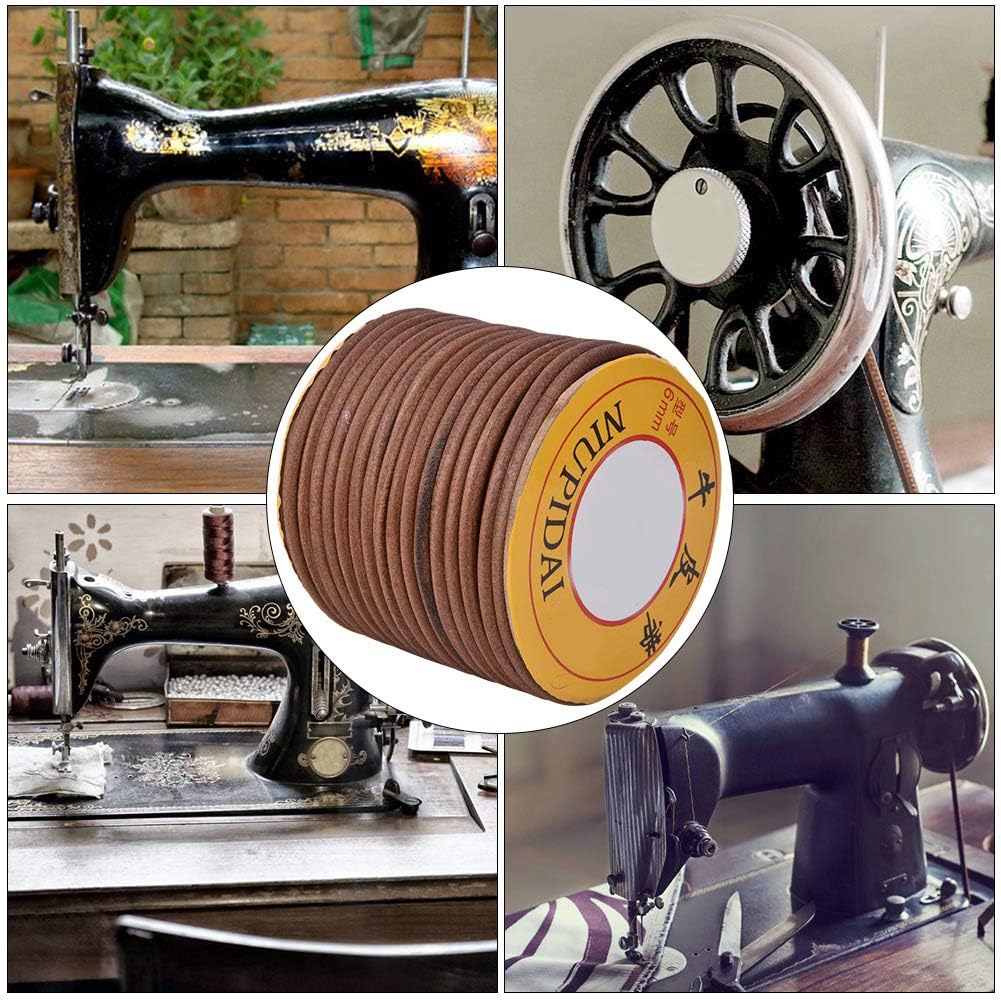 Sewing Machine Leather Belt, Cowhide Belting Multi Function Cowhide Belt Treadle Sewing Machine Belting for Replacement (6mm)