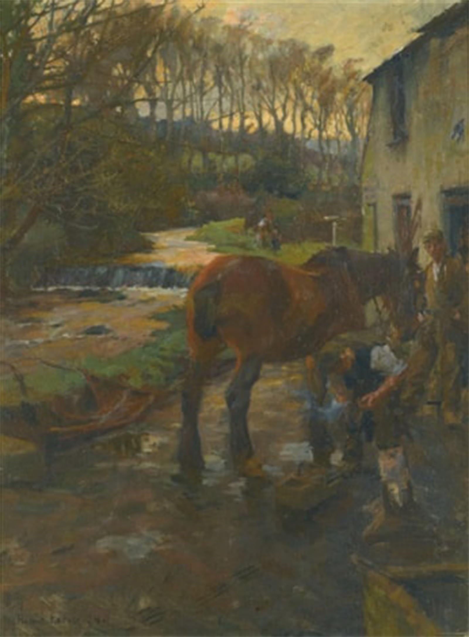 ARTXLXXBN Famous Prints Artwork Pictures Poster Painting Art the Village Farrier by Harold Harvey Artwork Landscape Pictures for Home Decor 60x90cm