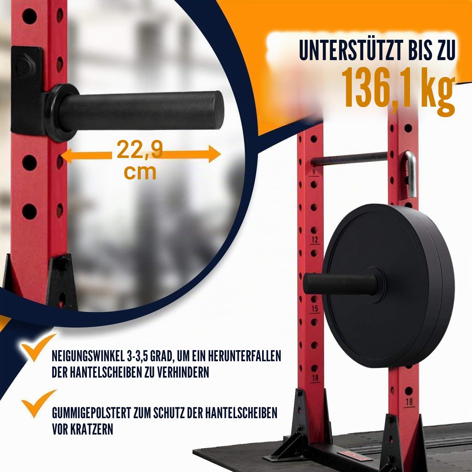 Yes4All Hantelscheibenhalter Befestigung, Hantelscheibenaufbewahrung für Power Rack/Power Cage 2x2 & 3x2 inch - Passend für 2 Zoll Olympische Hantelscheiben