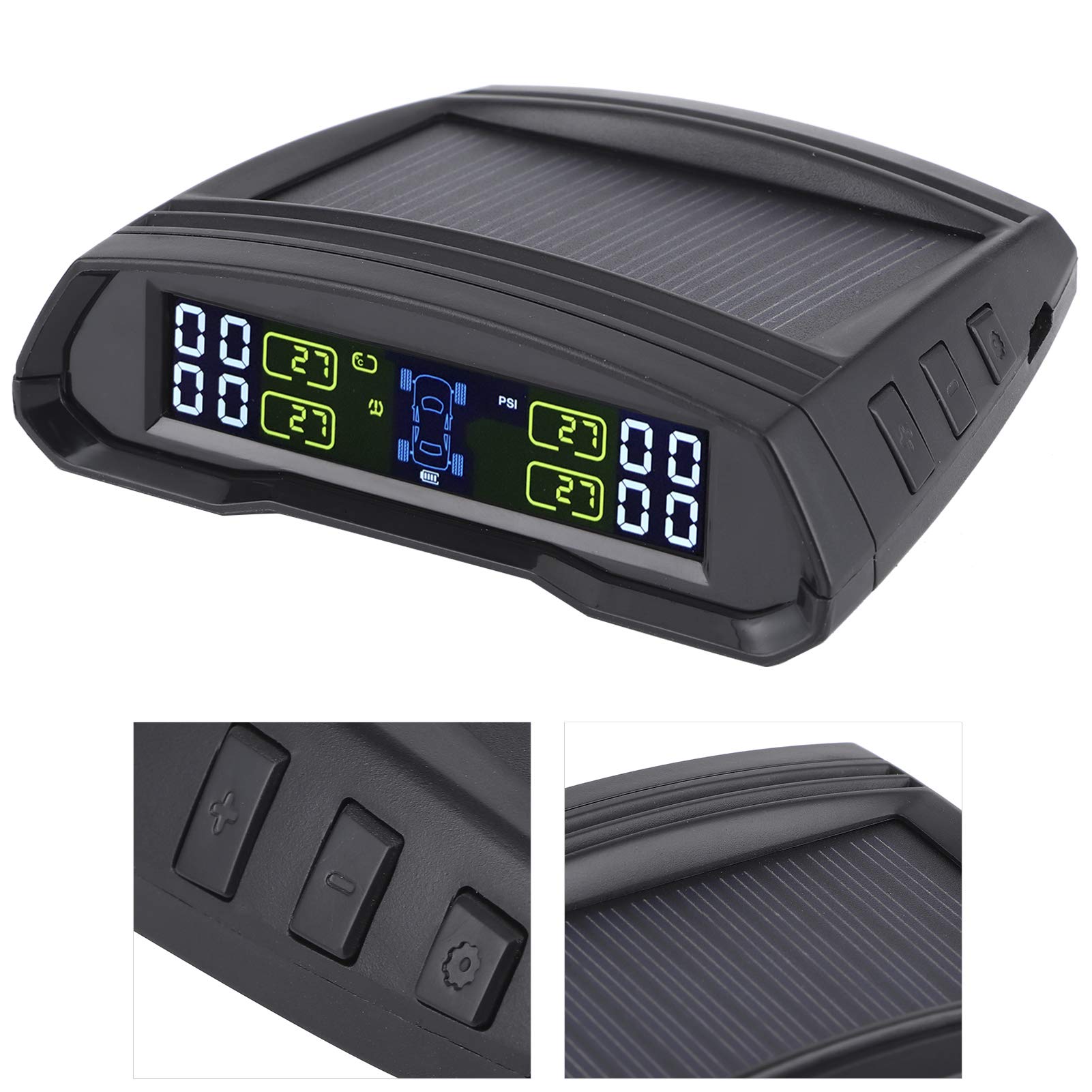 Detector de presión de neumáticos con carga de panel solar y USB ligero fácil de instalar, con sensor inalámbrico de presión de neumáticos de 4 sensores, para camiones