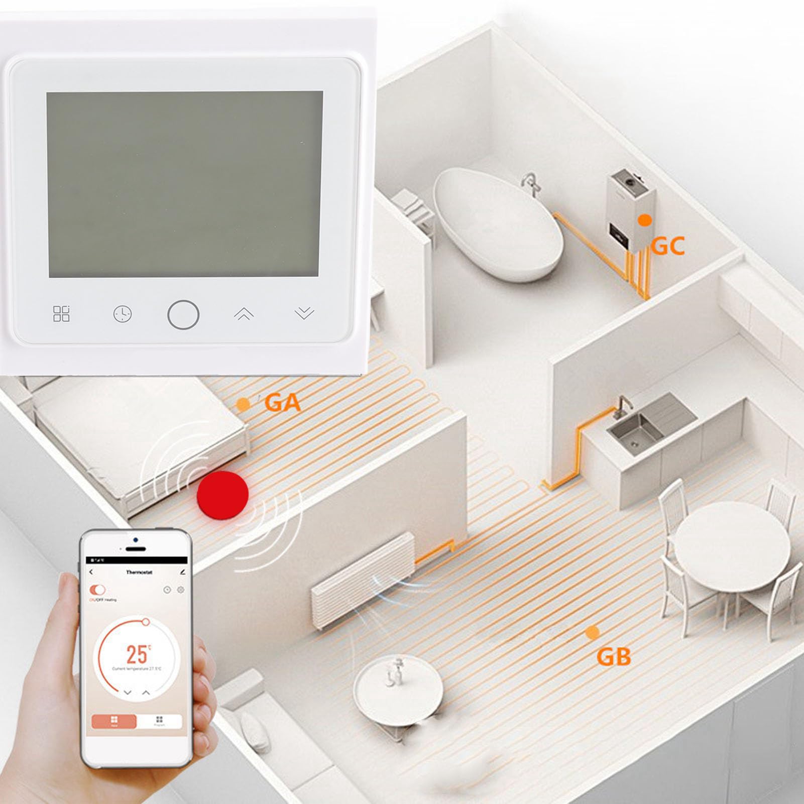 Inteligentny termostat Zigbee Bezprzewodowa aplikacja Sterowanie głosem Kontroler temperatury dla Home Office Hotel White