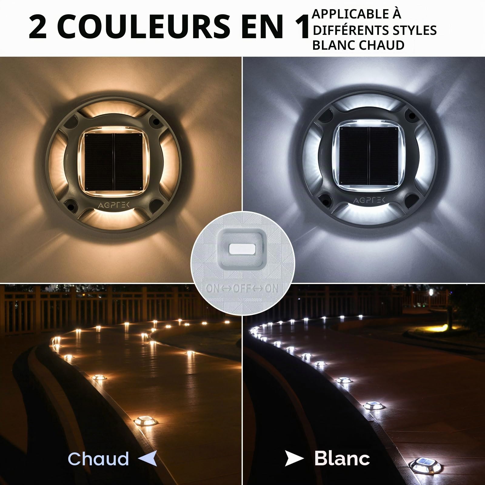 AGPTEK 8 PCS Lampe Solaire Extérieure Lampes Solaires Étanche IP68