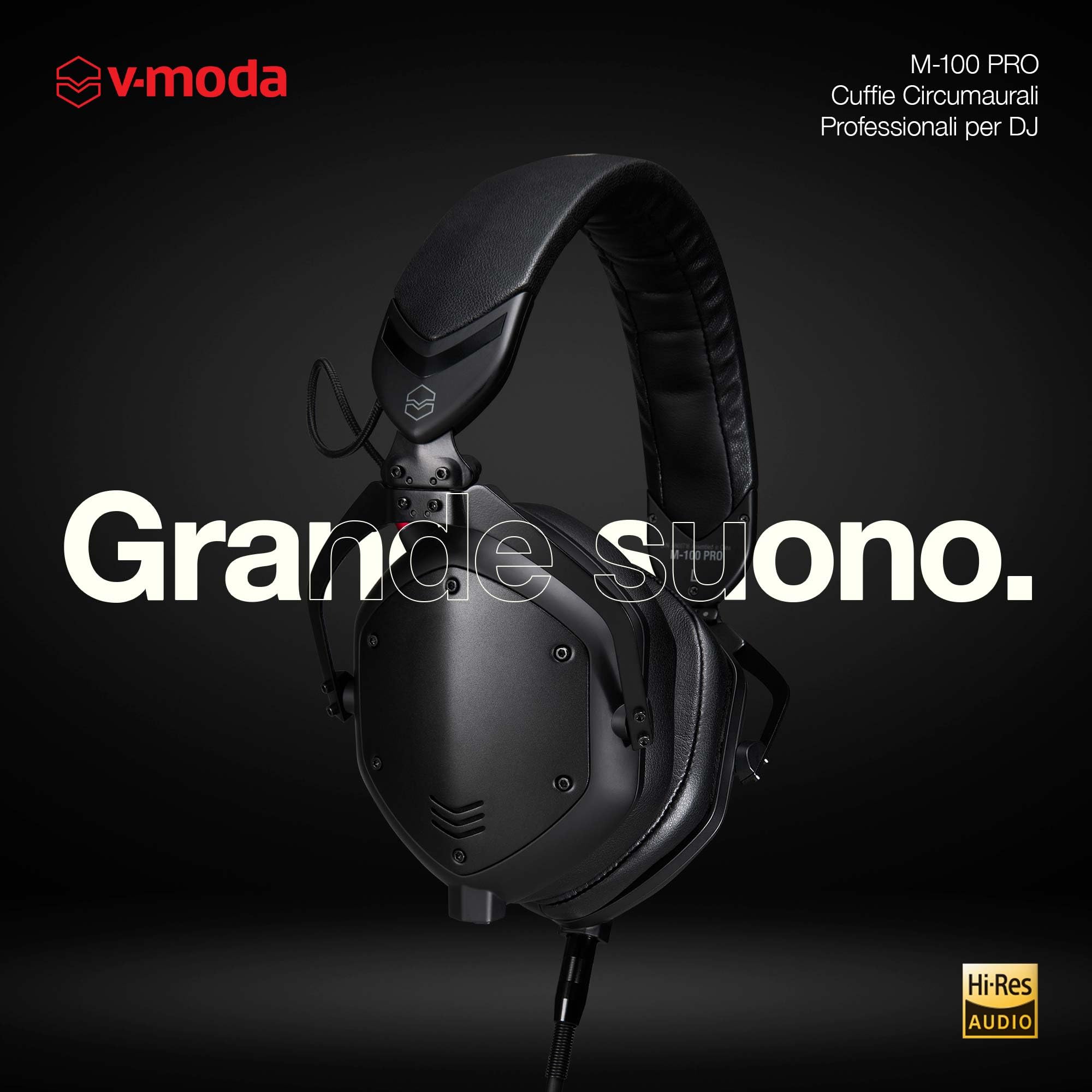 V-Moda M-100 PRO | Cuffie circumaurali professionali per DJ | Nate per i DJ pro e la musica dance | Superiore isolamento dal rumore | Ascolto con un solo orecchio | Comfort per lunghe sessioni