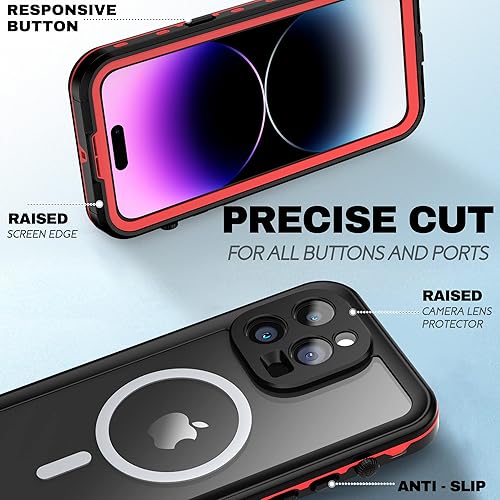 Miniatura 6 de BEASTEK Funda impermeable para iPhone 14 Pro, TRE Series MagSafe a prueba de golpes a prueba de polvo IP68 con protector de pantalla integrado y